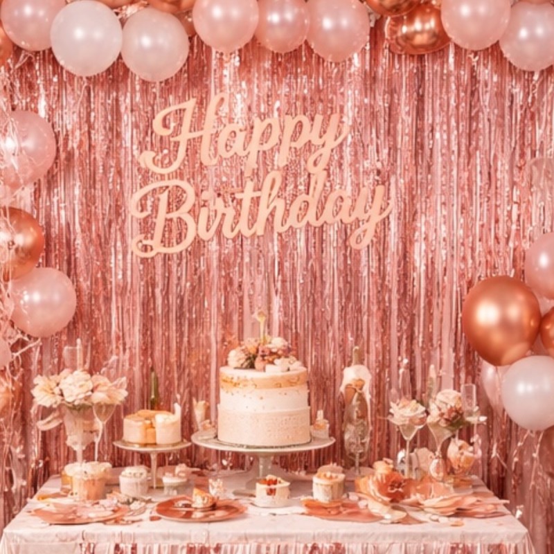 Kurtyna metaliczna rose gold szampańska 100x200cm