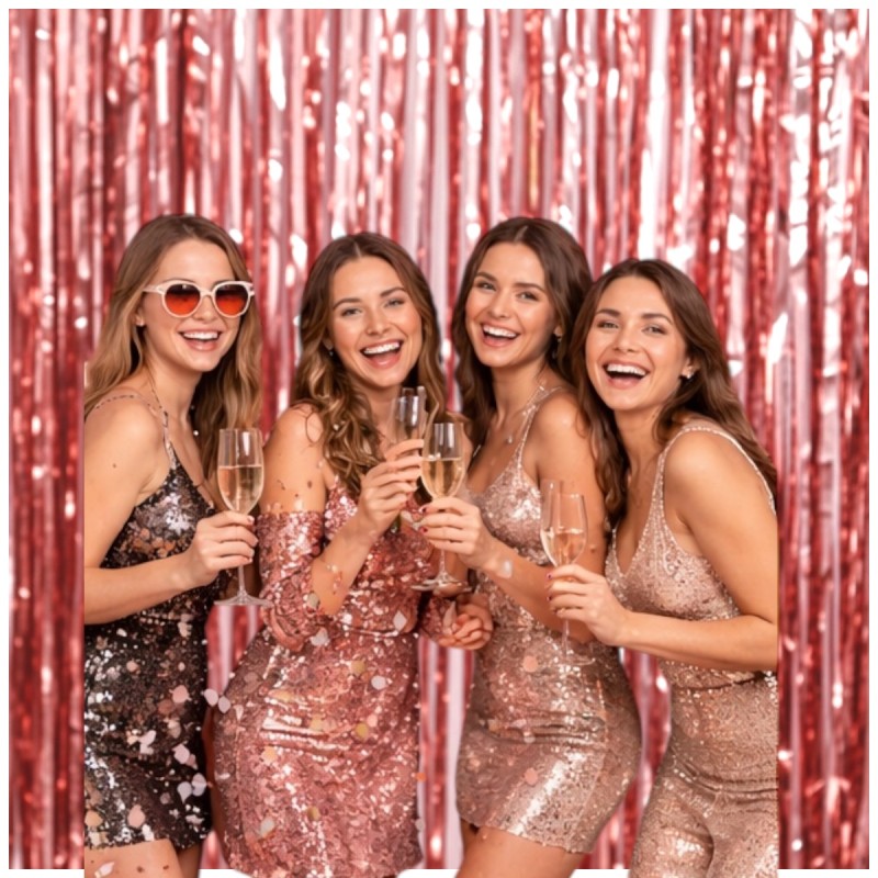 Kurtyna metaliczna rose gold szampańska 100x200cm