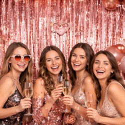 Kurtyna metaliczna rose gold szampańska 100x200cm