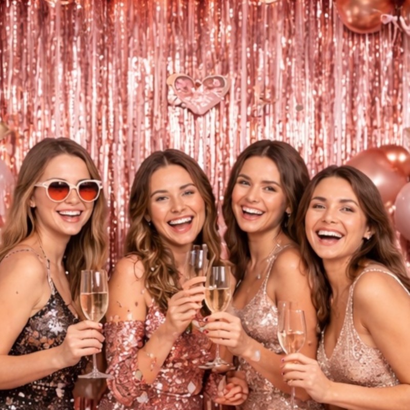 Kurtyna metaliczna rose gold szampańska 100x200cm