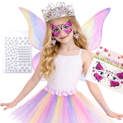 Zestaw Wróżka Motyl Motylek Czarodziejka - Skrzydła Spódniczka Biżuteria