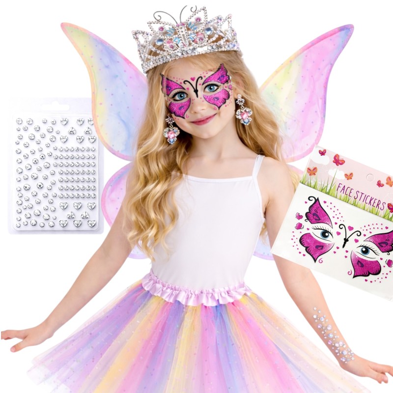 Zestaw Wróżka Motyl Motylek Czarodziejka - Skrzydła Spódniczka Biżuteria