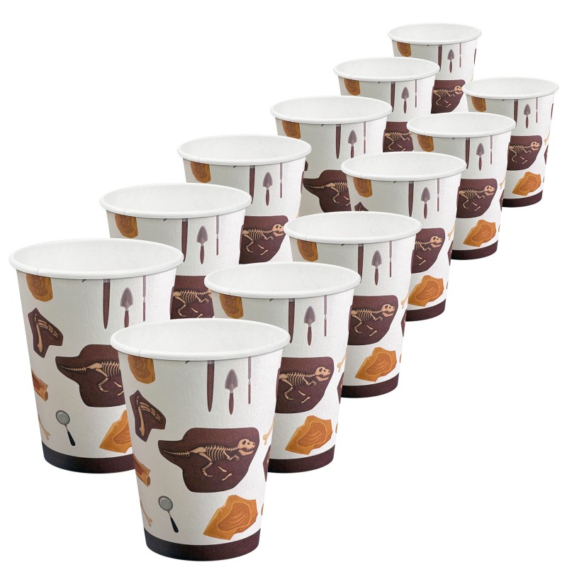 Kubeczki papierowe z dinozaurami 250ml 12 sztuk