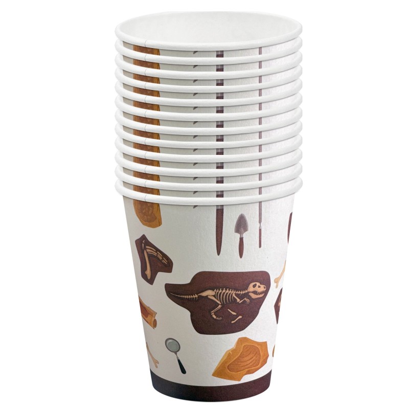 Kubeczki papierowe z dinozaurami 250ml 12 sztuk