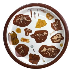 Talerzyki papierowe dinozaury archeolog 23 cm 6 sztuk