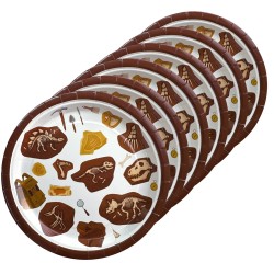 Talerzyki papierowe dinozaury archeolog 23 cm 6 sztuk