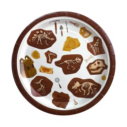 Talerzyki papierowe Dinozaury Wykopaliska 18 cm 6 szt.