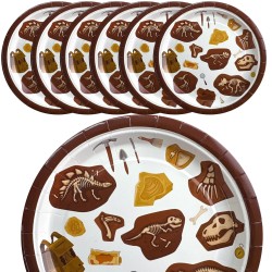 Talerzyki papierowe Dinozaury Wykopaliska 18 cm 6 szt.