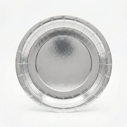 Talerzyki papierowe srebrne 22cm 8 sztuk