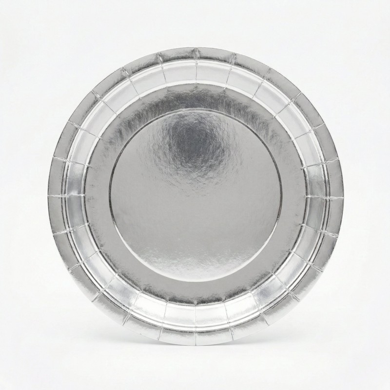 Talerzyki papierowe srebrne 22cm 8 sztuk