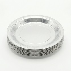 Talerzyki papierowe srebrne 22cm 8 sztuk
