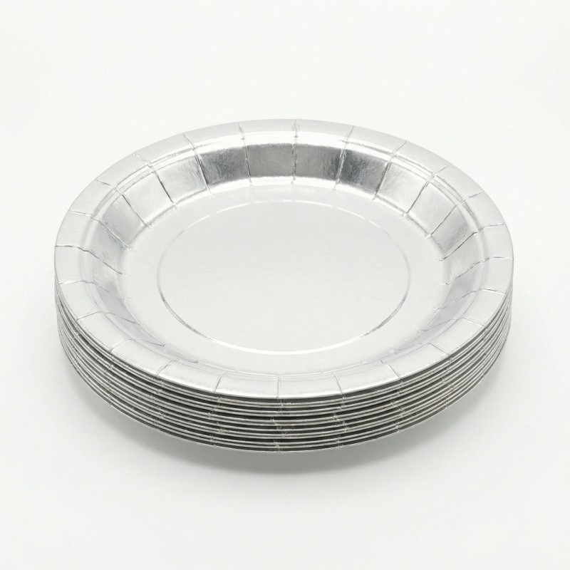 Talerzyki papierowe srebrne 22cm 8 sztuk