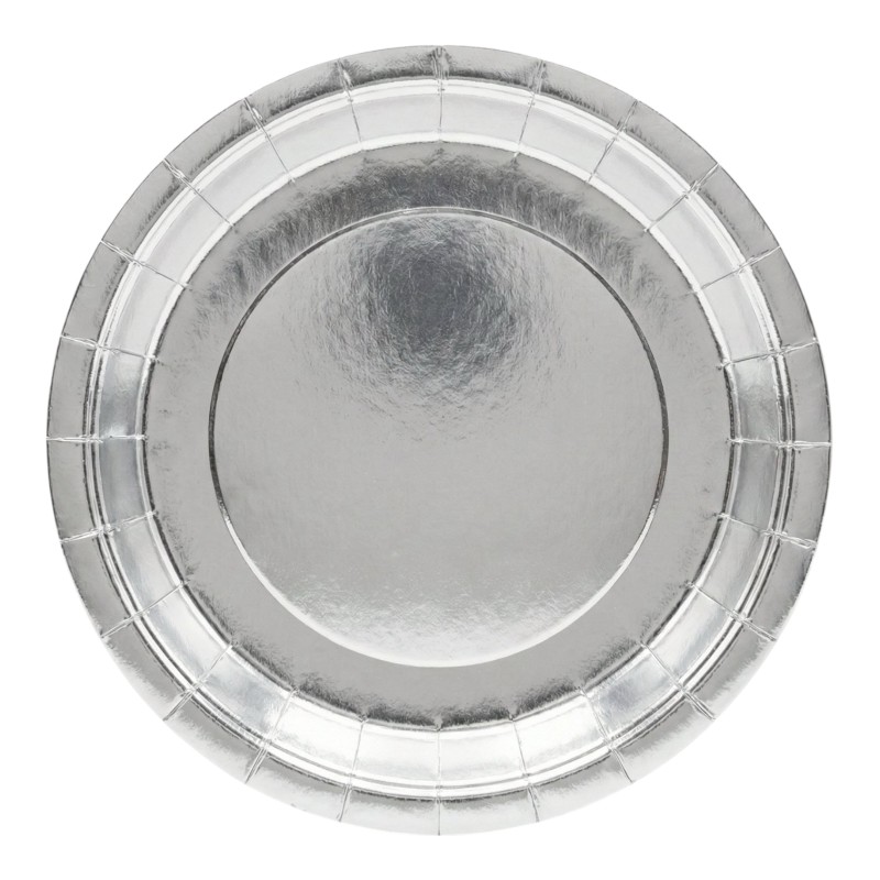 Talerzyki papierowe srebrne 22cm 8 sztuk