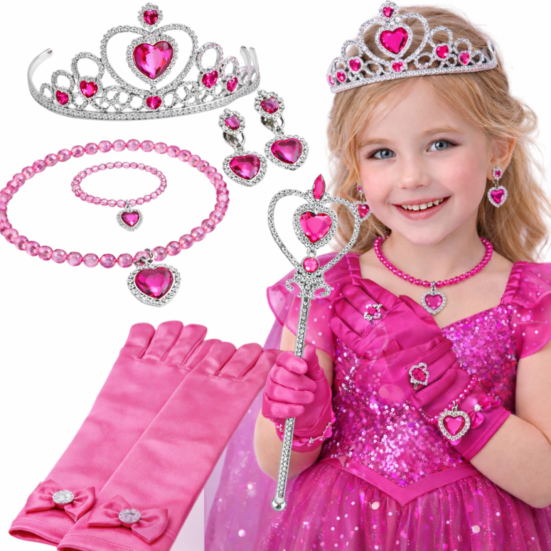Zestaw biżuterii księżniczki z różową koroną