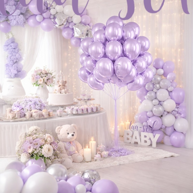 Fioletowe Metaliczne balony Liliowe Lawendowe 30cm 50szt