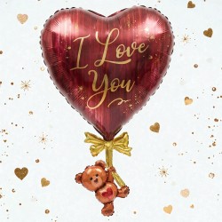 Balon foliowy serce z misiem I Love You 46x72cm