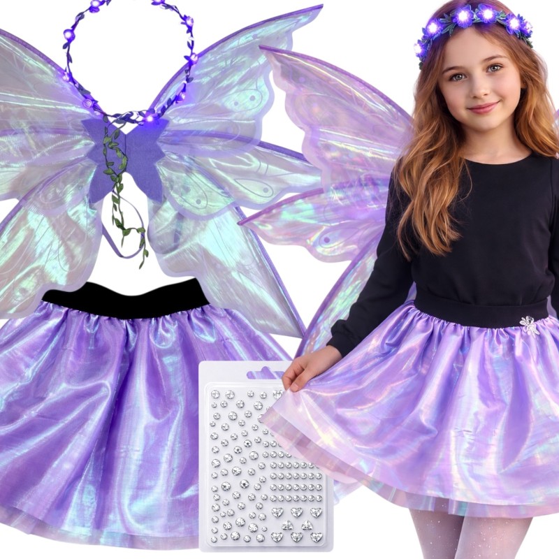 Zestaw Wróżki Holo z LED Skrzydłami i Kryształkami