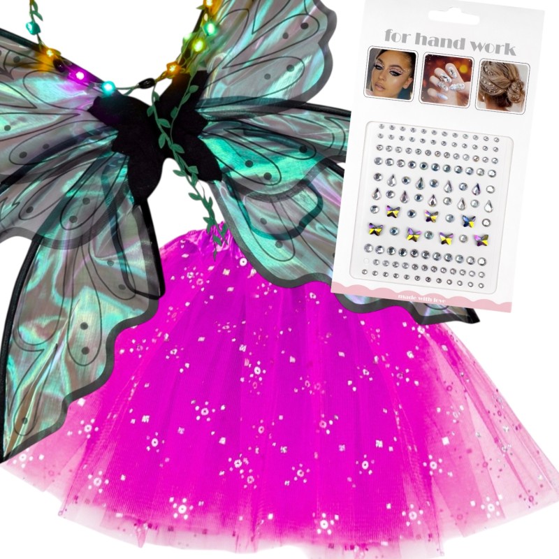 Kostium Wróżki z LED Wianek i Skrzydła