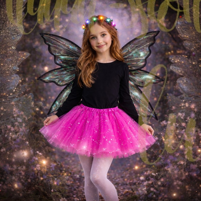 Kostium Wróżki z LED Wianek i Skrzydła