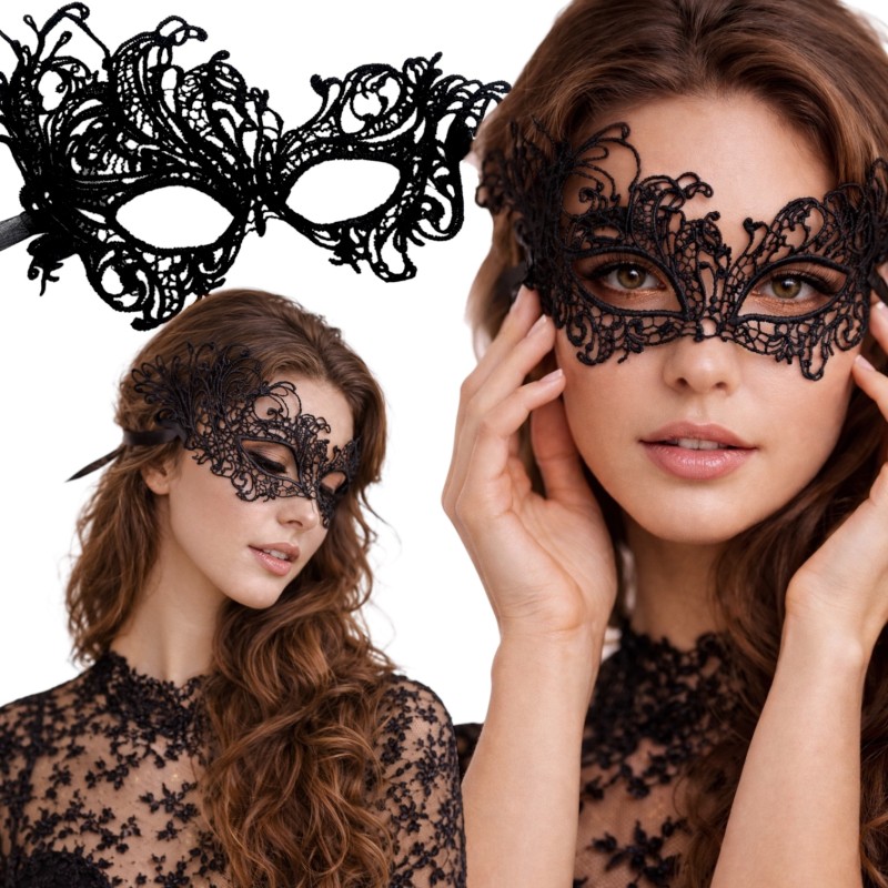 Koronkowa maska wenecka Mroczna Elegancja