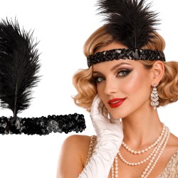 Czarna opaska z piórem styl...