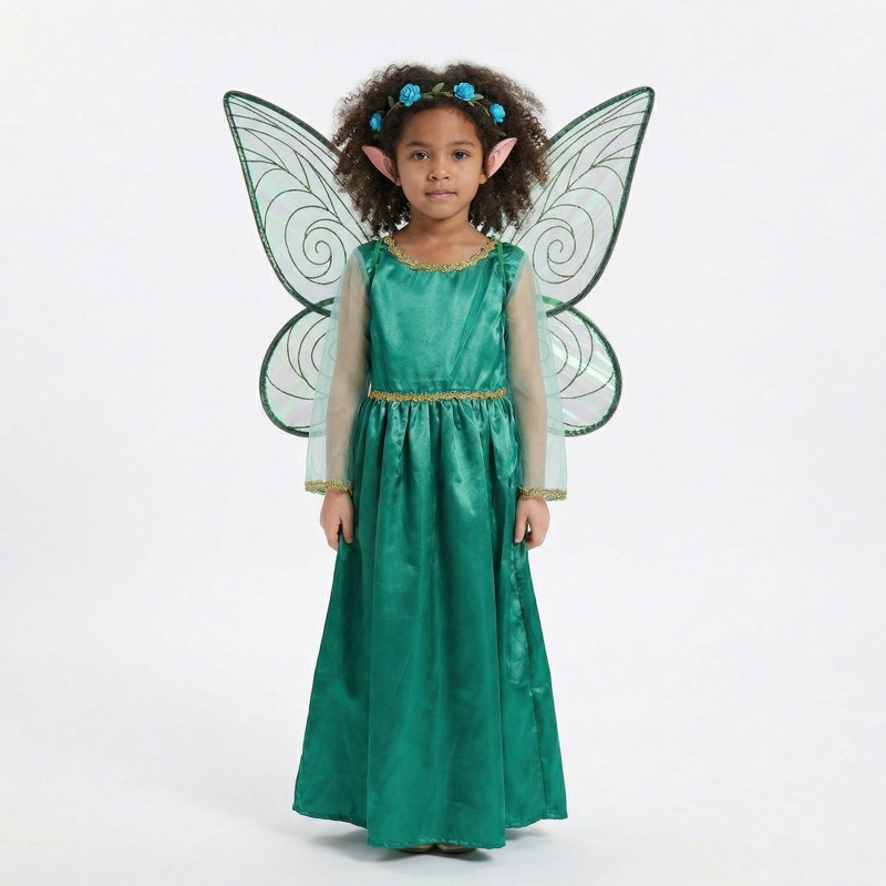 Strój Elfa Wróżki dla Dziecka z Uszkami i Skrzydłami