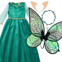 Strój Elfa Wróżki dla Dziecka z Uszkami i Skrzydłami