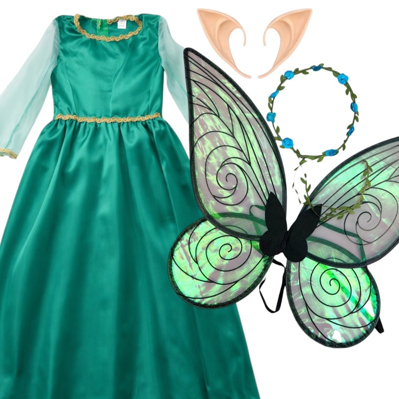 Strój Elfa Wróżki dla Dziecka z Uszkami i Skrzydłami