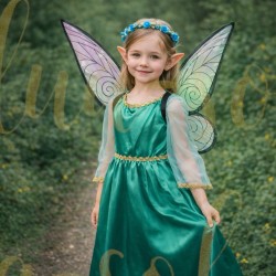 Strój Elfa Wróżki dla Dziecka z Uszkami i Skrzydłami