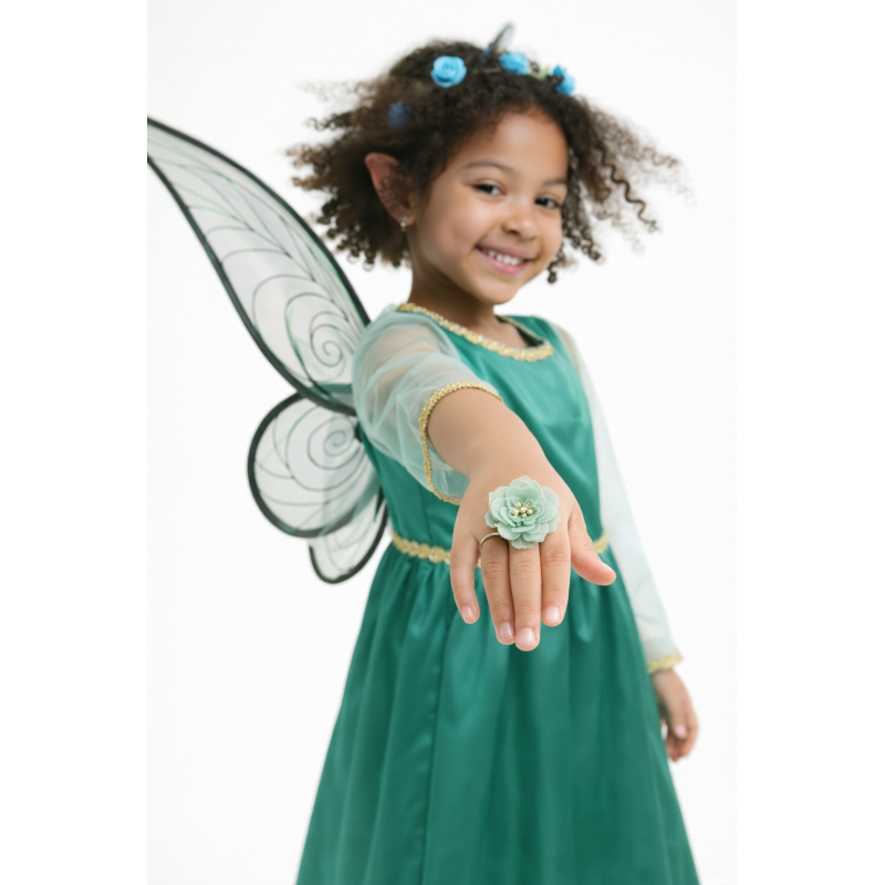 Strój Elfa Wróżki z Akcesoriami: Uszy Skrzydła Pierścień Kryształki