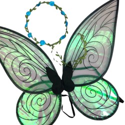 Strój Elfa Wróżki z Akcesoriami: Uszy Skrzydła Pierścień Kryształki