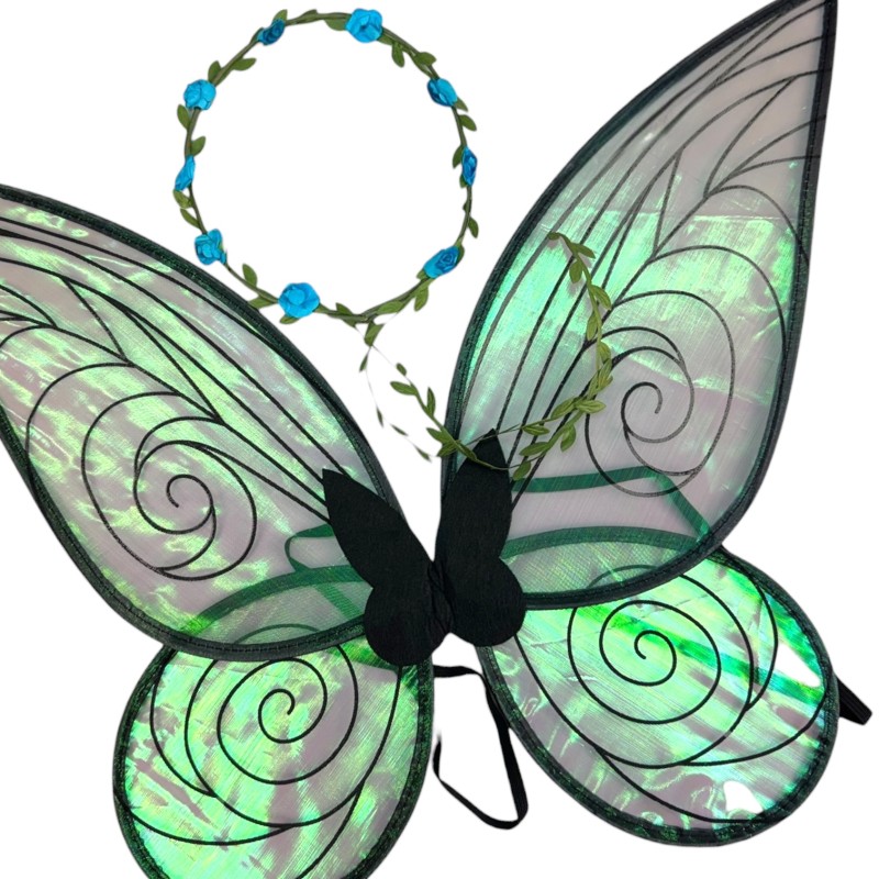 Strój Elfa Wróżki z Akcesoriami: Uszy Skrzydła Pierścień Kryształki