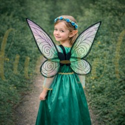 Strój Elfa Wróżki z Akcesoriami: Uszy Skrzydła Pierścień Kryształki