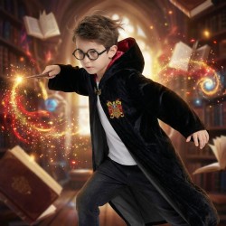 Kostium Harry Potter z Peleryną i Różdżką