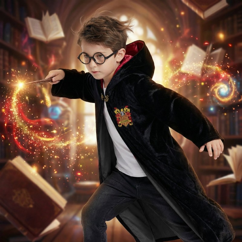 Kostium Harry Potter z Peleryną i Różdżką