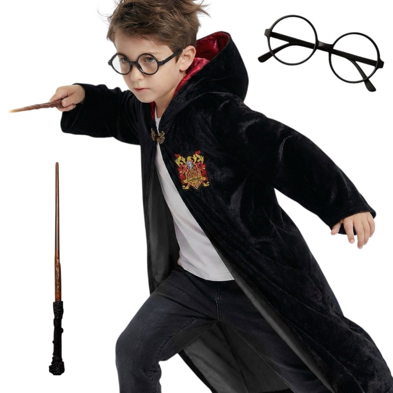 Kostium Harry Potter z Peleryną i Różdżką