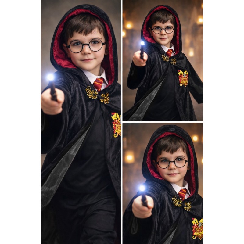 Kostium Harry Potter z Peleryną i Różdżką