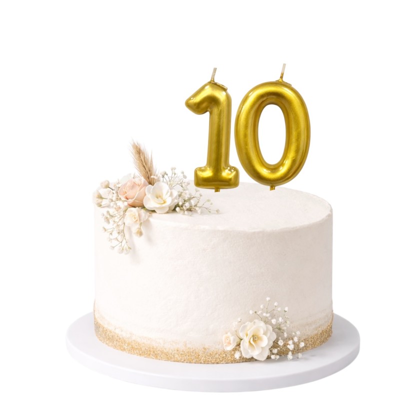 Świeczka urodzinowa cyfra 1 złota glamour 10 cm