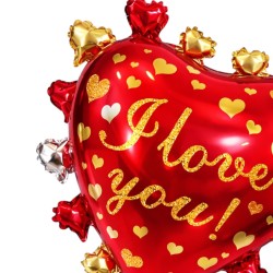Duży Balon Foliowy Serce z serduszkami 64cm I Love You Walentynki
