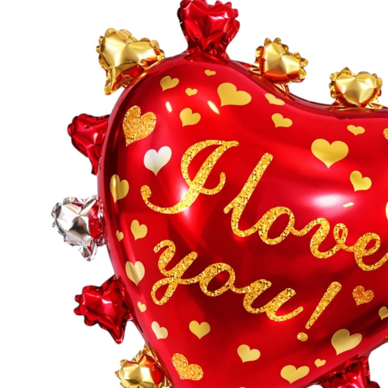 Duży Balon Foliowy Serce z serduszkami 64cm I Love You Walentynki