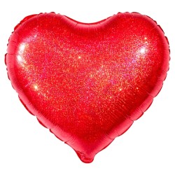 Balon foliowy serce czerwone brokat 45 cm