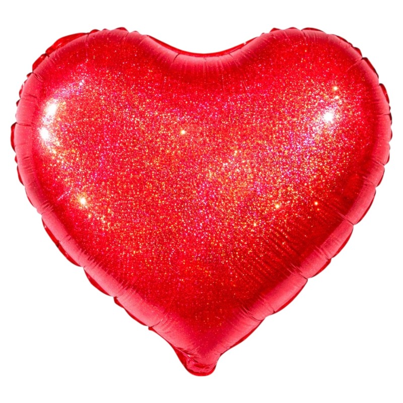 Balon foliowy serce czerwone brokat 45 cm