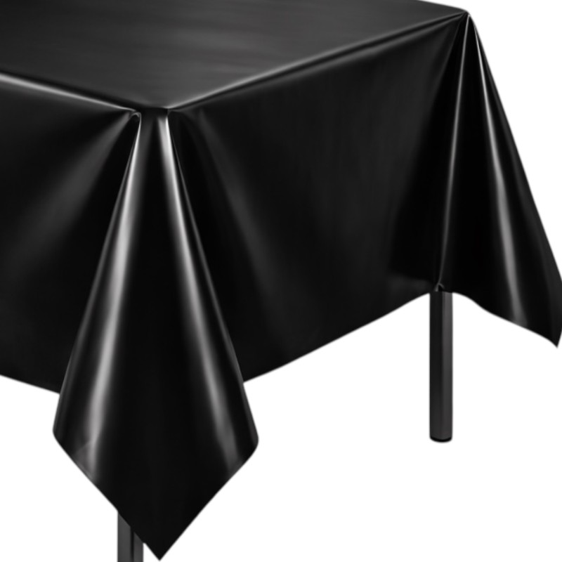 Metaliczny obrus imprezowy czarny połysk 137x183 cm