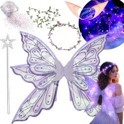 Zestaw Wróżka Elf ze Skrzydłami i Wiankiem LED