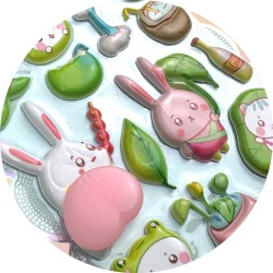 Naklejki 3D Kawaii z Gniotkiem Mochi 28 szt.