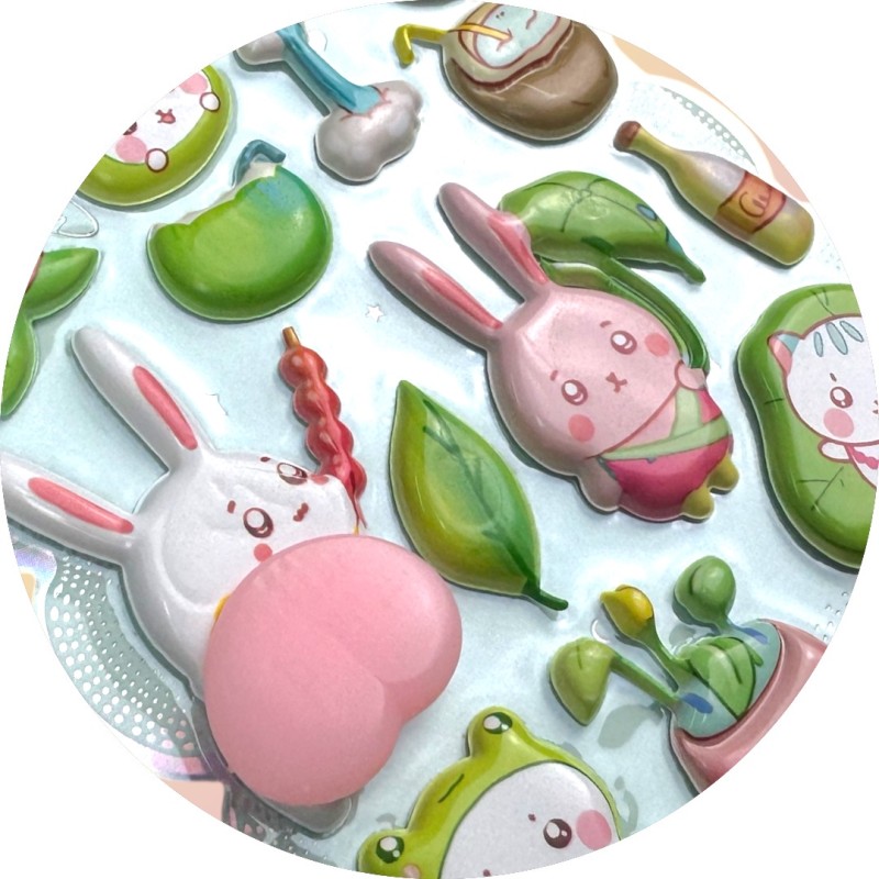 Naklejki 3D Kawaii z Gniotkiem Mochi 28 szt.