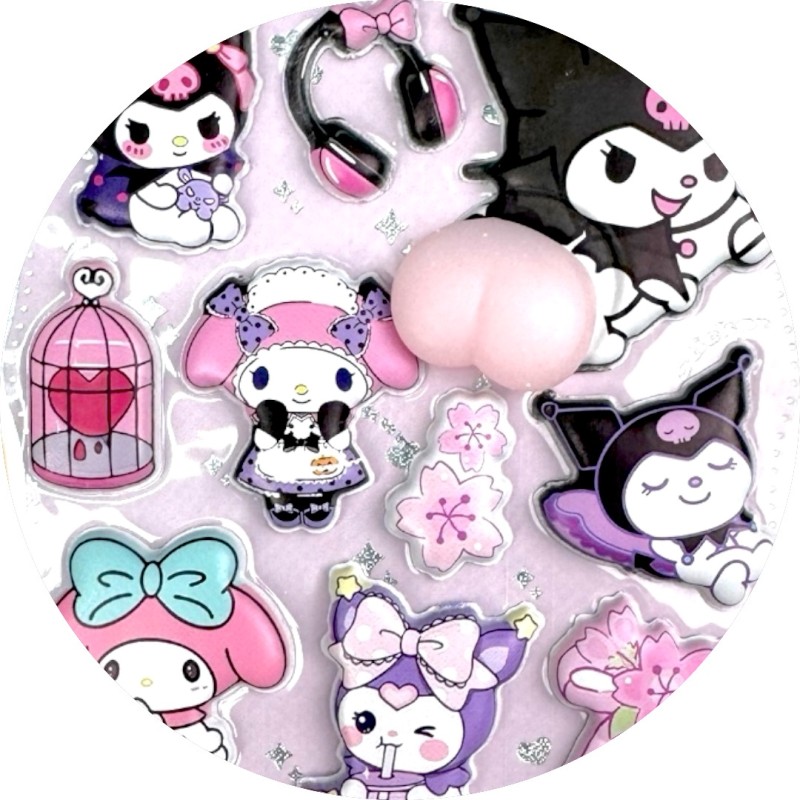 Naklejki 3D Kawaii z Gniotkiem Mochi 28 Sztuk