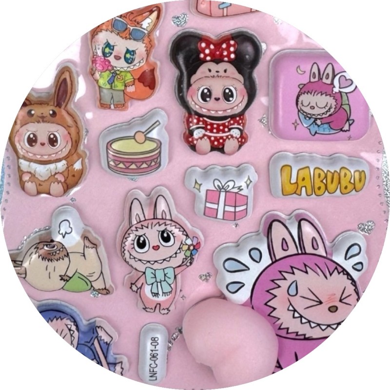 Naklejki 3D Kawaii z Gniotkiem Mochi 28 sztuk