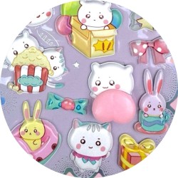 Naklejki 3D Kawaii z Gniotkiem Mochi, 28 sztuk