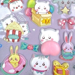 Naklejki 3D Kawaii z Gniotkiem Mochi, 28 sztuk